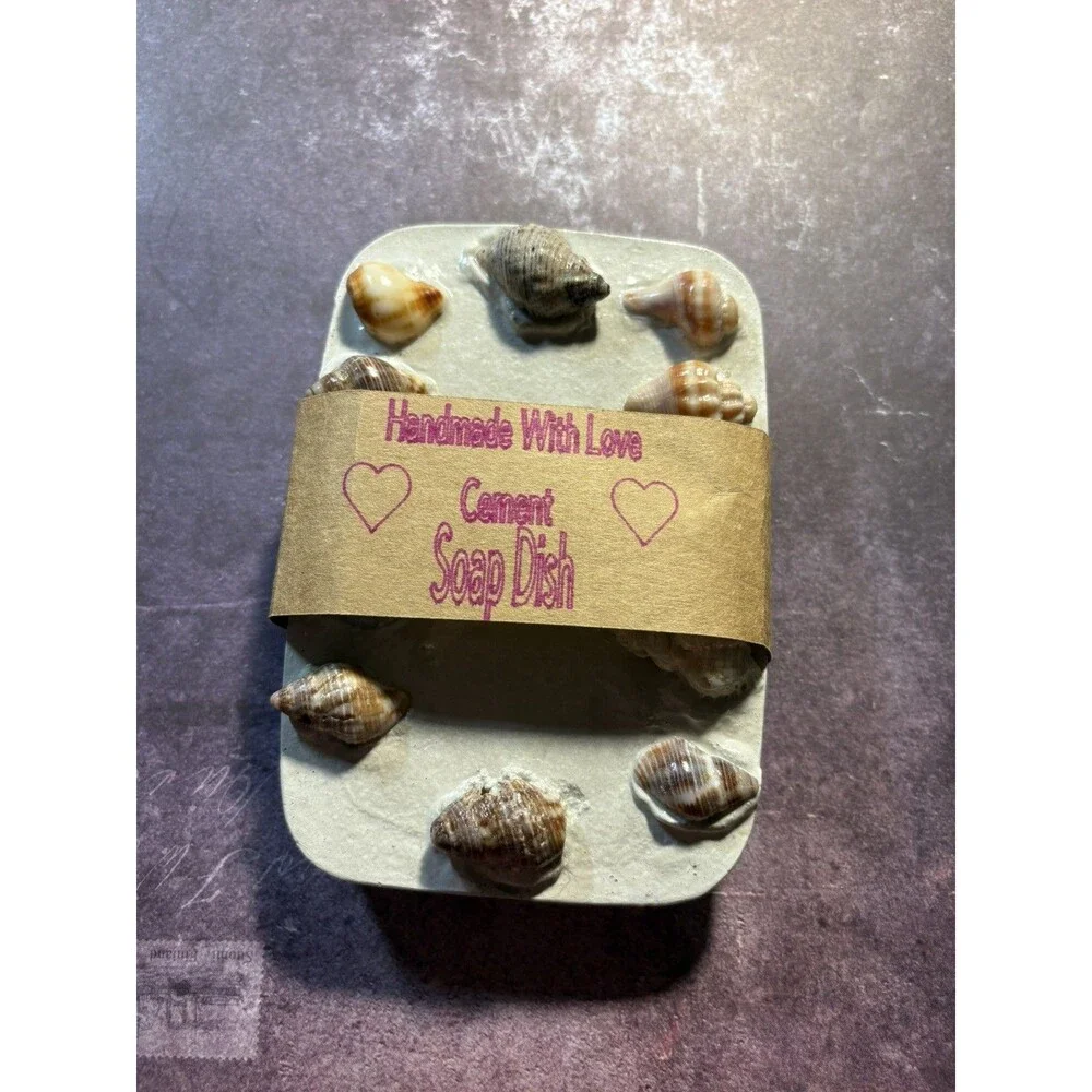 Handmade Soap Dish Cement Soap Holder Bathroom Kitchen Sea Shells